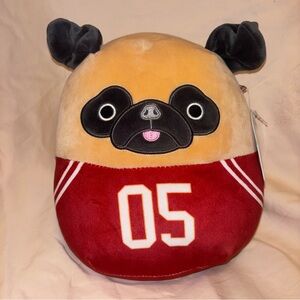 Squishmallow 2/$25 Prince the Pug Plush with Red Jersey 8” NWT